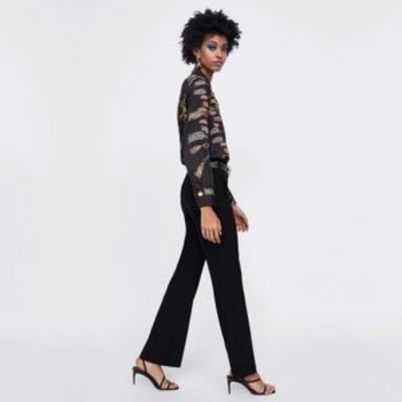 Zara size XL  silk chain print button up - Picture 3 of 15